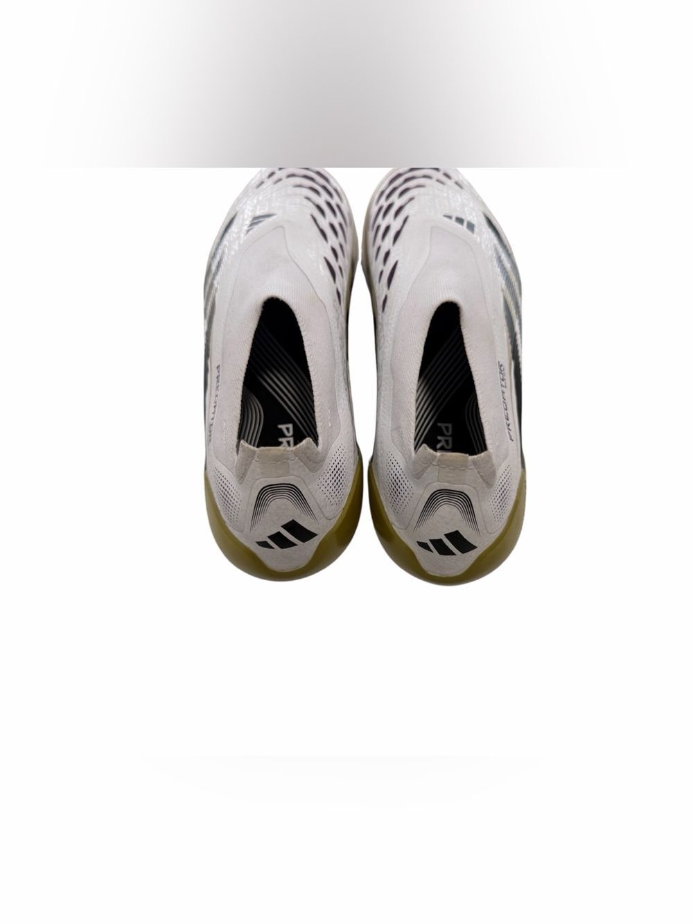 Adidas Predator White Soccer Cleats with Black & Gold Accents - Picture 3 of 5